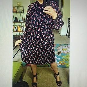 NEW Vicky Tiel Floral Pussy-Bow Dress